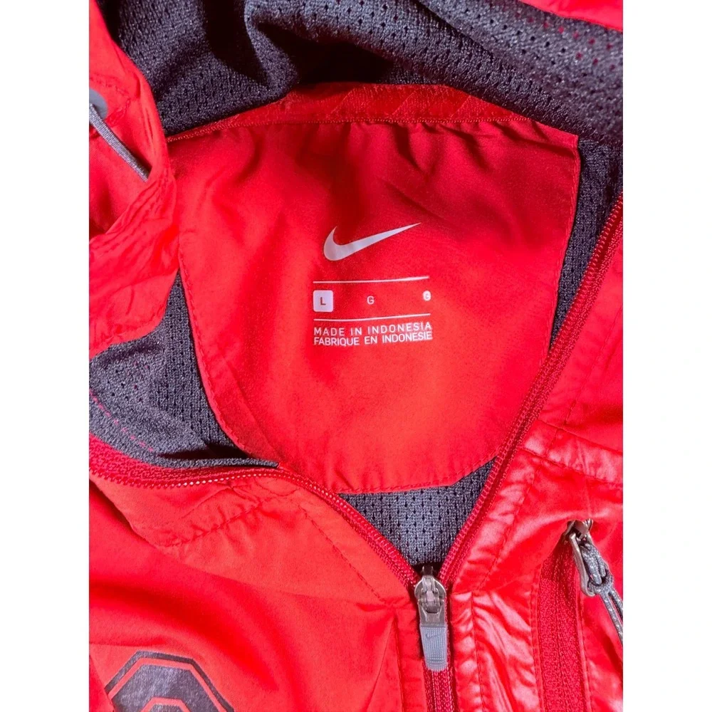 Nike Ohio State Buckeyes Womens Hooded Jacket Red Full Zip Windbreaker L